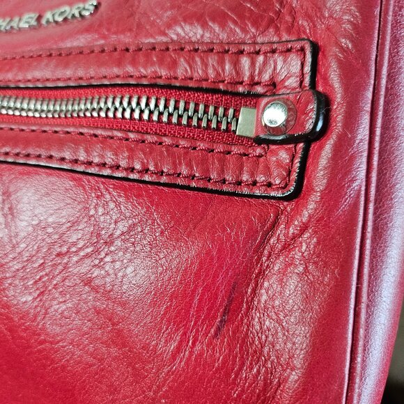 Michael Kors Women's Red Leather Crossbody Bag - Picture 8 of 14